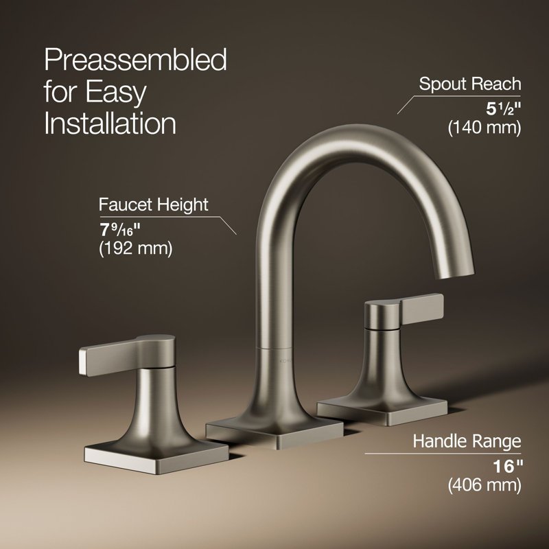 Venza Widespread Bathroom Sink Faucet 1.2 GPM, 1.2 GPM, Vibrant Brushed Nickel
