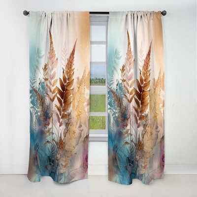 Rideau de fougère brune Fantasia I - rideau à motif floral en velours - 1 panneau