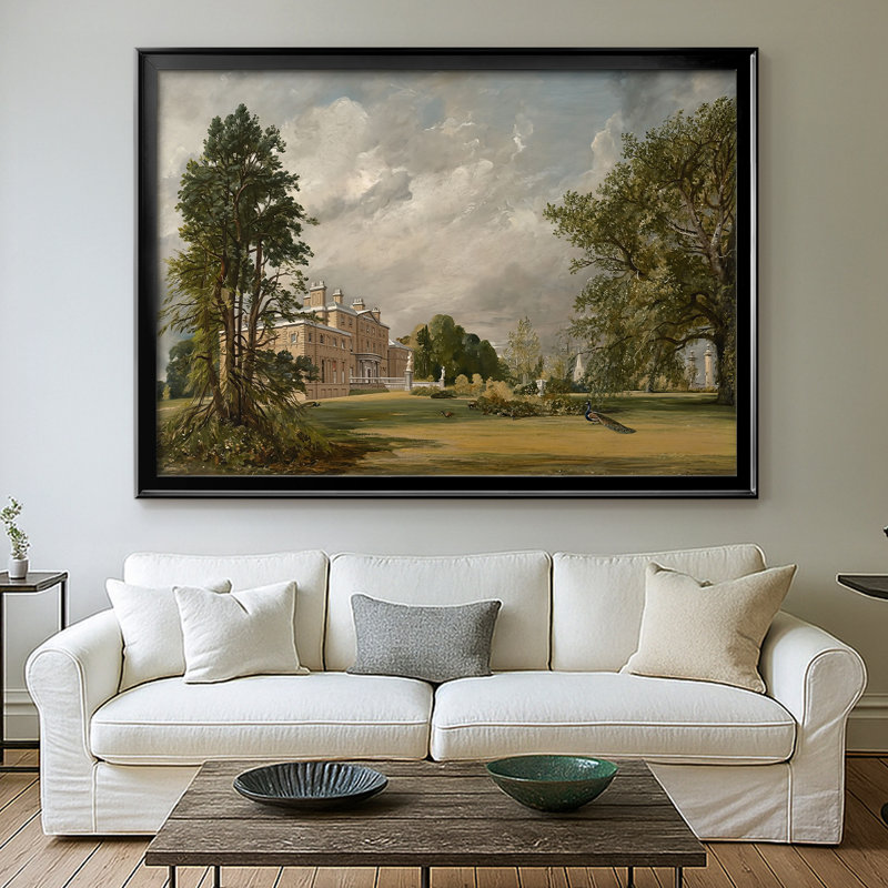 Malvern Hall, Warwickshire - John Constable - Toile tendue avec châssis, 1809, 26,5 x 36,5, Toile avec cadre, Noir