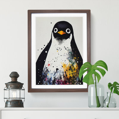 XV1022-3237X Paint Splash Penguin No.5 - Single Picture Frame Print