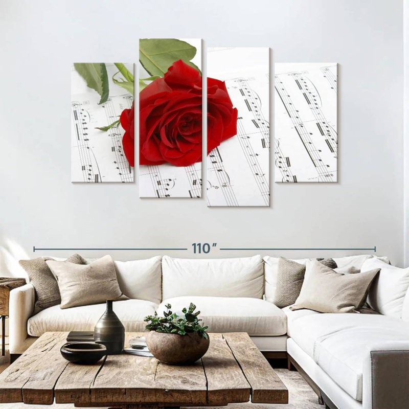 Harnek Rose sur une feuille de musique, H 54 po x l 84 po