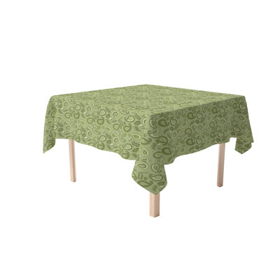 Square Tablecloth, 100% Cotton, 60X60", Green Floral Paisley