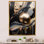 Or et marbré noir Euphoria III - art abstrait sur toile marbrée