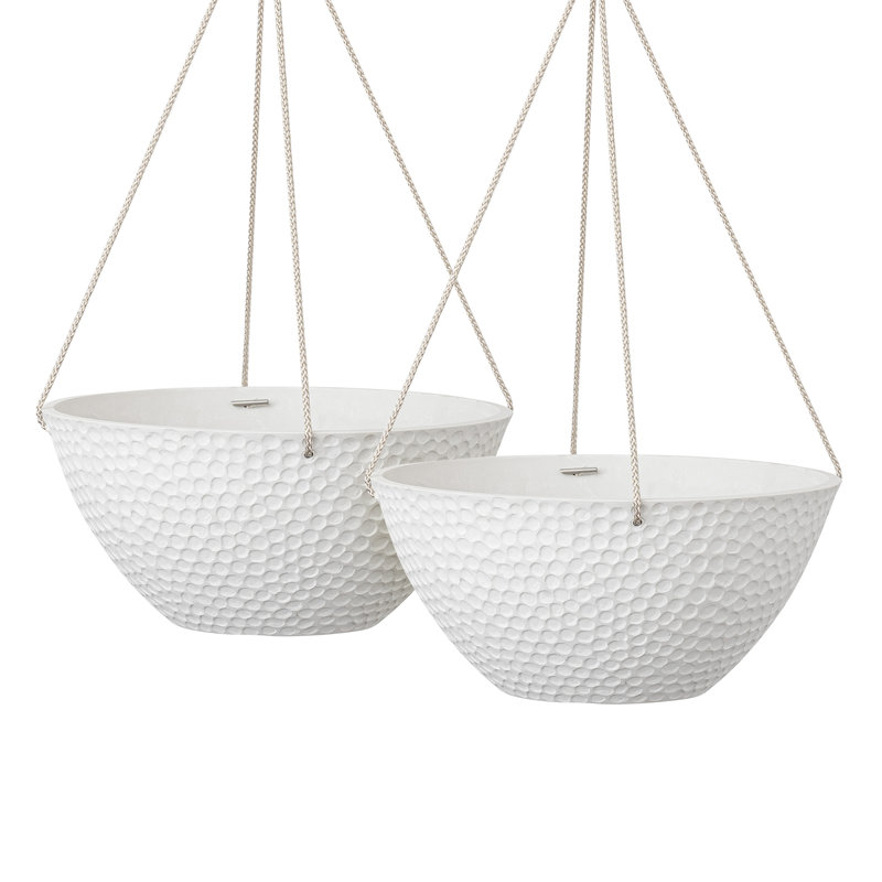 Bee Honeycomb Plastic Hanging Planter, White, 6'' H x 13.2'' W x 13.2'' D
