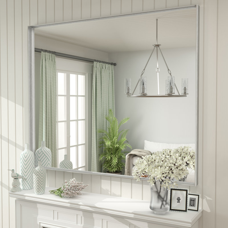 Miroir mural Aevar, 48 po x 40 po, Argent brossé