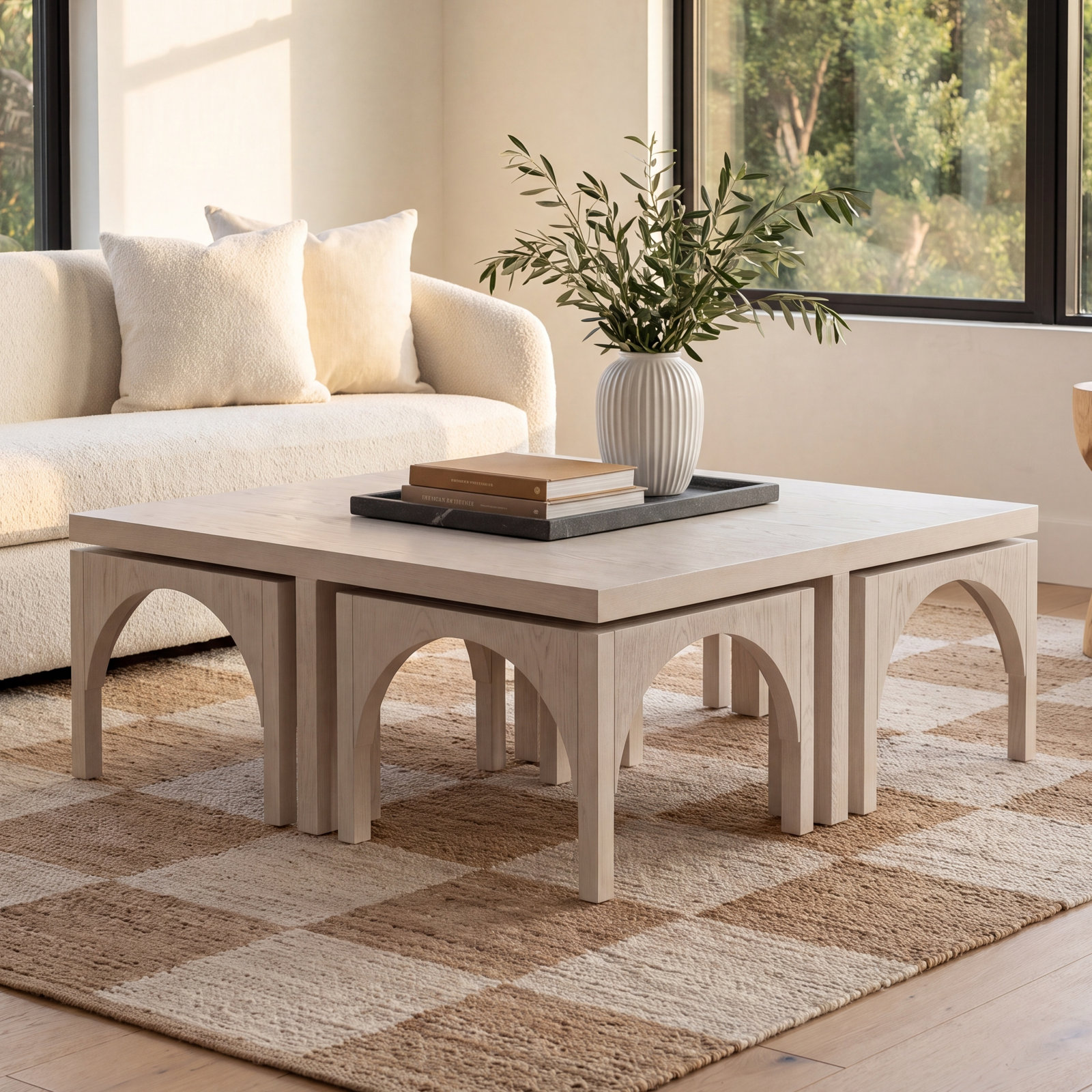 Calio Nesting Coffee Table, Off White Oak Solid