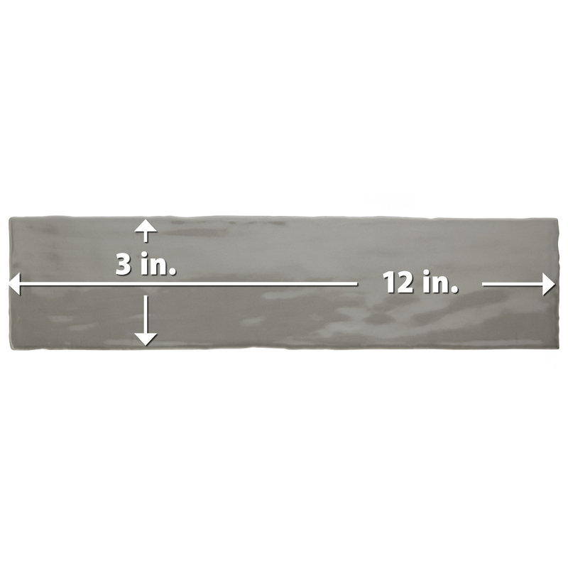 Chester 3" x 12" Ceramic Field Tile in Grey