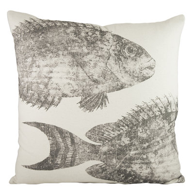 Swimming Fish Cotton Reversible Throw Pillow