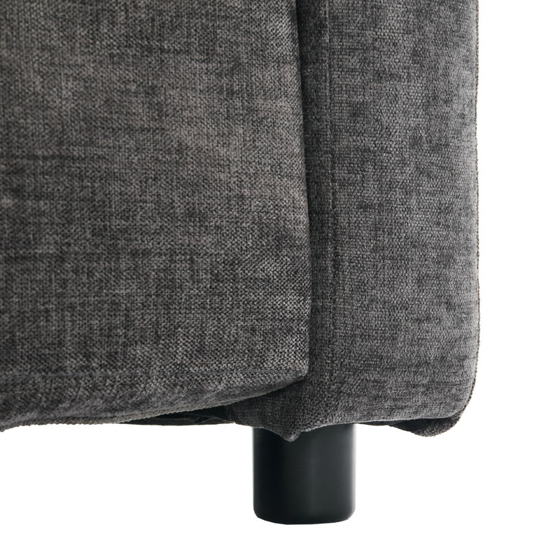 Surdimensionné gris, double coussin, revêtement en chenille pour le confort 68,1 po double couche gris, chenille, maison élégante
