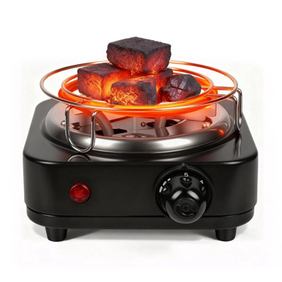 500w Electric Charcoal Burner For Hookah – 5 Temperature Gears (338‑1022°f) With Thermostat Control, Includes Tongs & Grill, 304 Stainless Steel, Portable Coal Starter For Shisha, Camping, Bbq