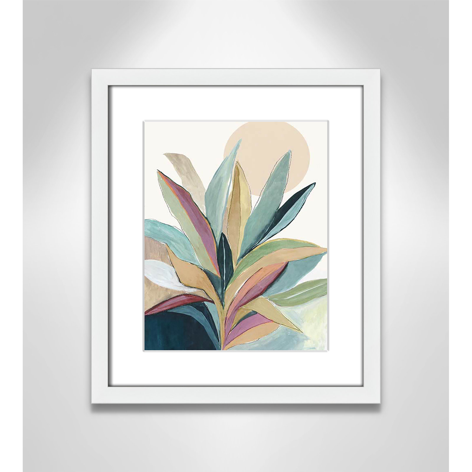 Sherbrooke Sunny Bright Leaves I by Asia Jensen Print, Yes, 15" H x 13" W x 1.25" D, White Single Picture Frame