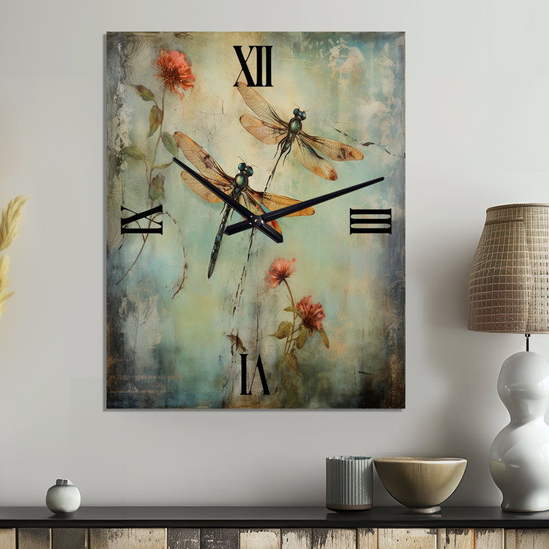 Horloge murale rétro en forme de libellule, Petit