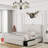 Upholstered Platform Storage Bed Frame With Galaxy Projector, 4 Dustproof Storage Drawers, Adjustable Vintage Nailhead Trim Headboard-321038625-332218036