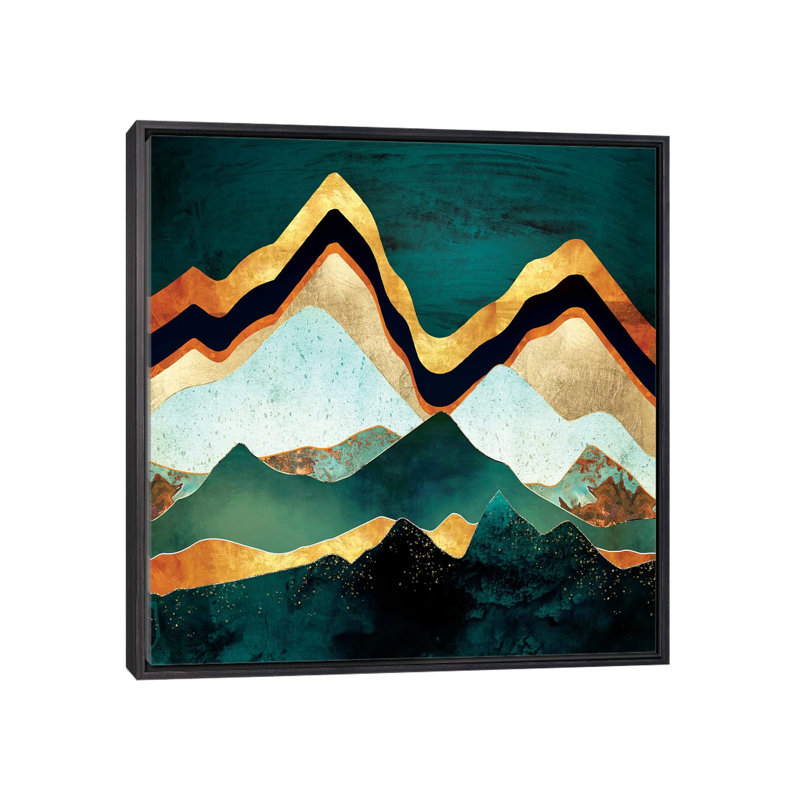 Velvet Copper Mountains - imprimé, H 37 po x l 37 po x P 1,5 po, Cadre flottant noir patiné