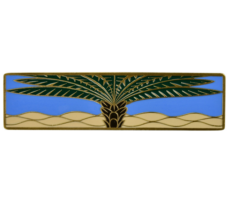 Poignée barre 3" au centre Tropical, Laiton antique / Pervenche