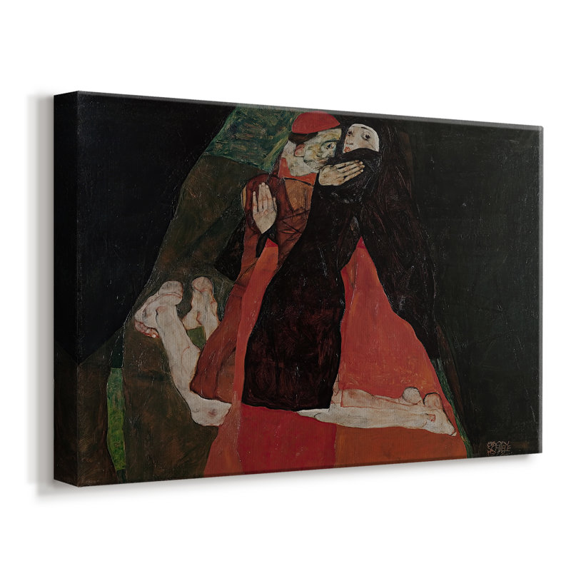 Cardinal et moniale (Caresse) - Egon Schiele - Toile tendue avec châssis - 1912, 12 x 18
