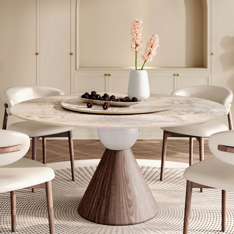 Table de salle à manger moderne, 29.52" H x 53.15" W x 53.15" D, Cream