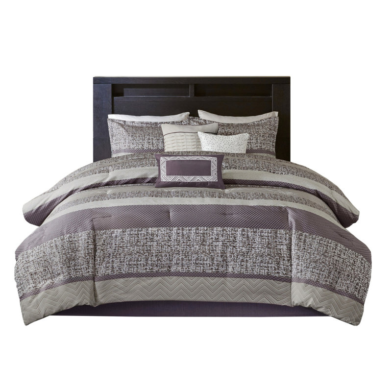 Édredon de luxe - Tissu, coussins décoratifs, lavable à la machine 7 pièces, Mauve