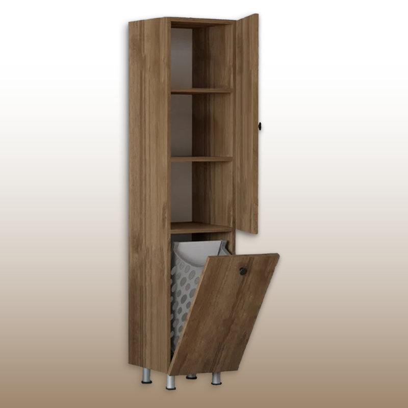 Safaree Freestanding Linen Cabinet With Tilt-Out Hamper