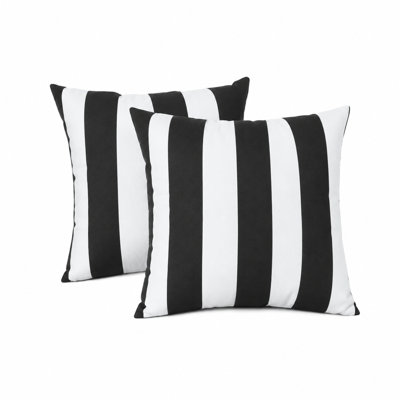 2 Pack Outdoor Pillow Covers Only 18x18 Inch, Water-Repellent Decorative Cushion Covers for Patio Furniture, Garden, Porch, Balcony and Outdoor Sofa-Black