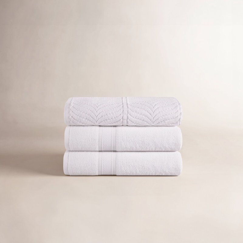Serviette de bain en coton Orelia, Blanc