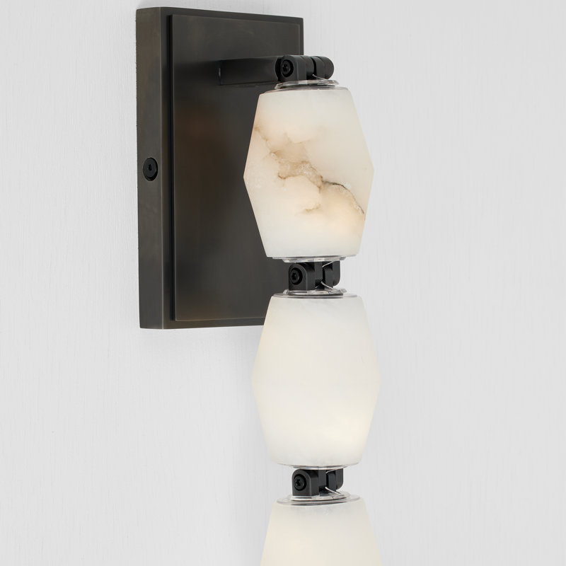 Sean Lavin Collier 28 Sconce in Polished Nickel with Alabaster shade, 2700K, Bronze
