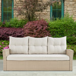 Pangkal Pinang 76'' Wide Rectangle Premium All-Weather Wicker Patio Sofa with Cushions