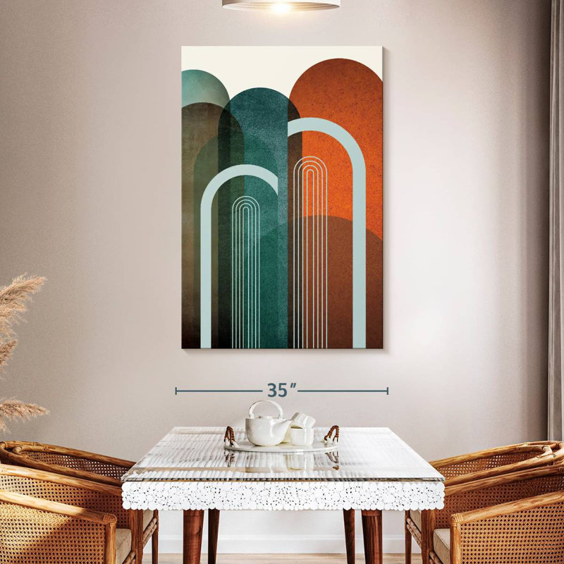Avery Mid-Century Arches Teal Orange II, 39" H x 26" W