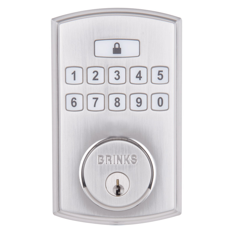 Serrure à pêne dormant à clavier électronique Brinks, Nickel satiné