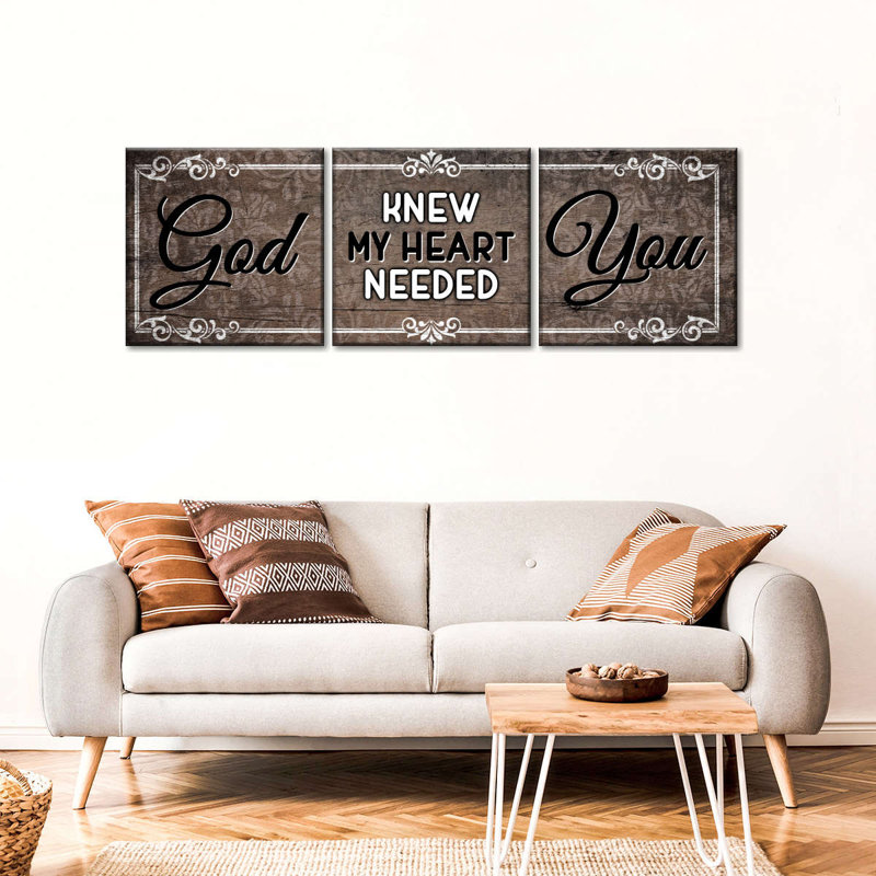 «Love Love», impression sur toile 3 pièces «My Heart Needed You», H 30 po x l 92 po x P 1 po