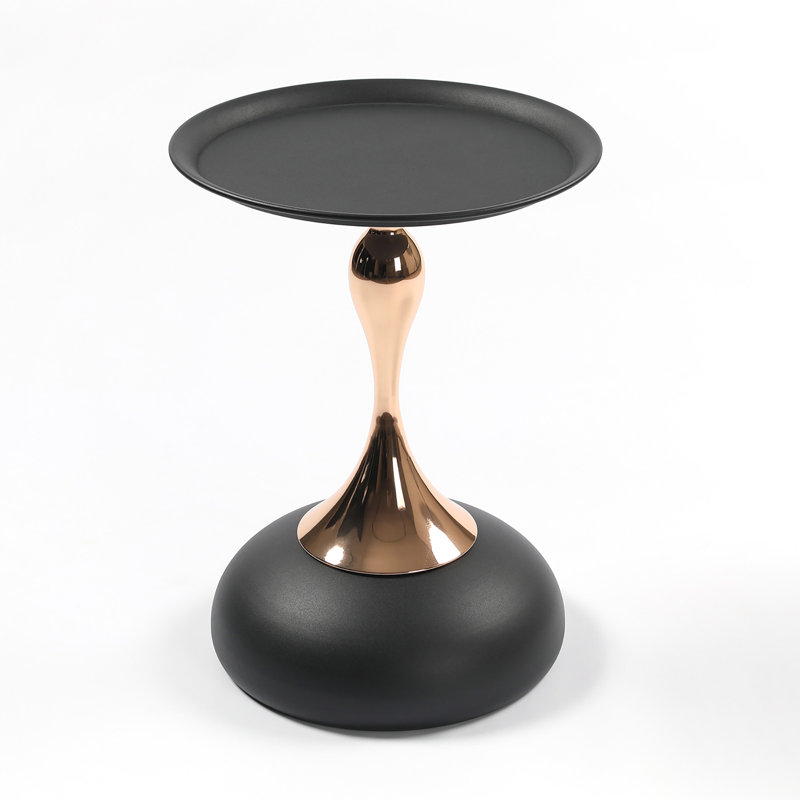 Petite table d'appoint ronde, Noir et or
