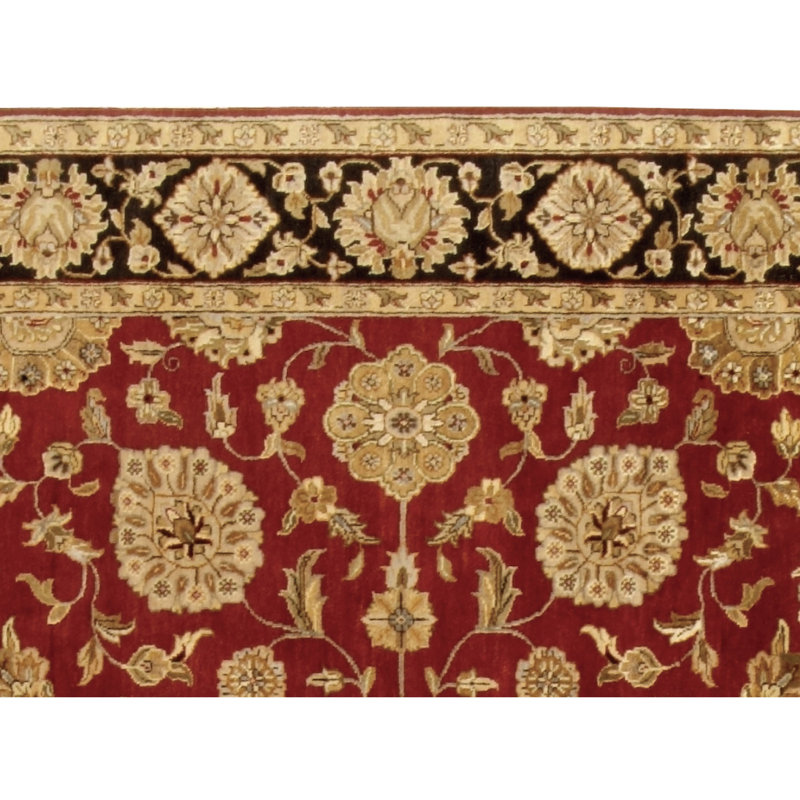 Hand Knotted Wool Oriental Area Rug in Red/Navy/Black, Rectangle 10' x 14'