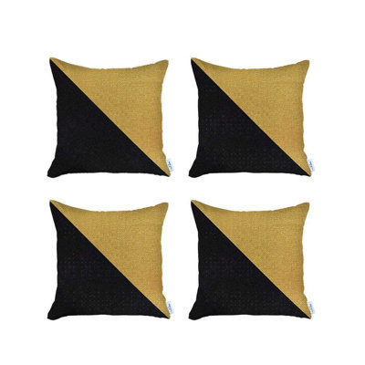Ensemble de quatre coussins décoratifs à fermeture à glissière en polyester faits à la main 18 po x 18 po