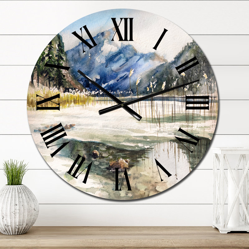 Lac avec paysage de montagne - horloge murale, Petit
