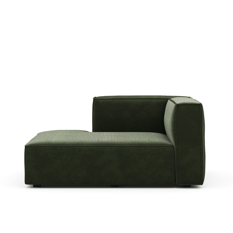 Méridienne Shonnard, Velours côtelé performance vert olive, Orienté à gauche (vu de face)