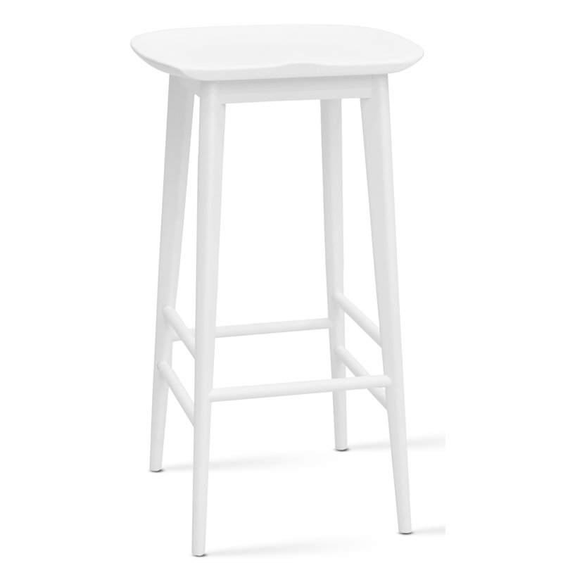 Pedrick Solid Wood Counter Stool, White, Bar Stool (30" Seat Height)