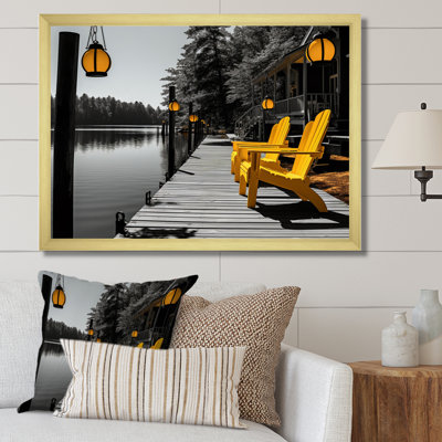 «Yellow and Gray Lakehouse Dockside Serenade I», reproduction sur toile