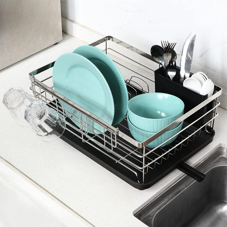 Kitchenwell 3 in 1 Large Durable Plastic Kitchen Sink Dish Rack Drainer  Drying Rack Washing Basket with Tray for Kitchen, Dish Rack Organizers