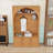 Wooden Hall Tree with 4 Hooks, Bench and Shelves-129238789