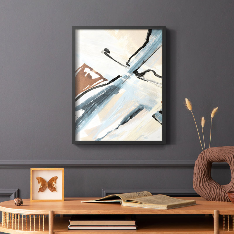 «Dancing Wind Revisit I», reproduction encadrée - bois massif, Noir, H 20 po x l 16 po