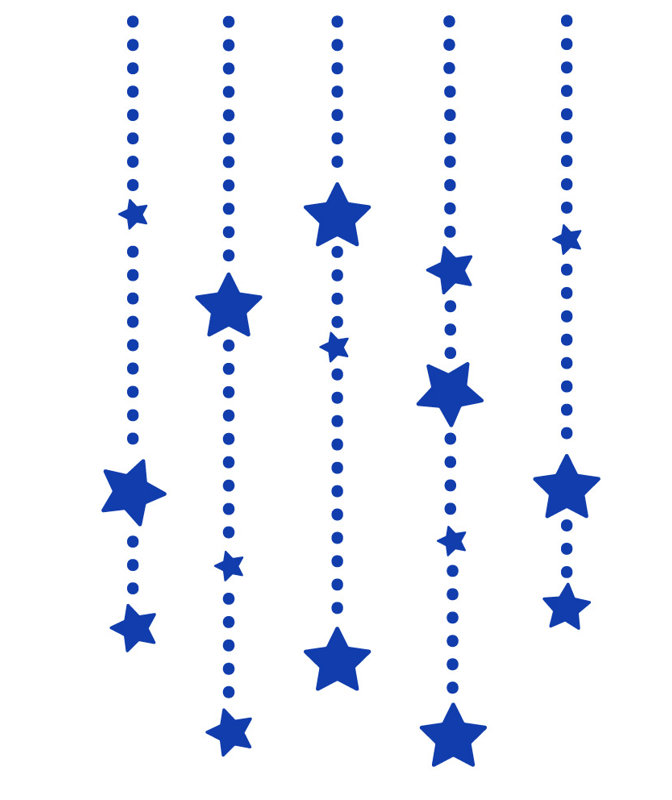 Décalcomanie murale étoile éléments suspendus, H 36 po x l 24 po x P 0,01 po, Bleu foncé