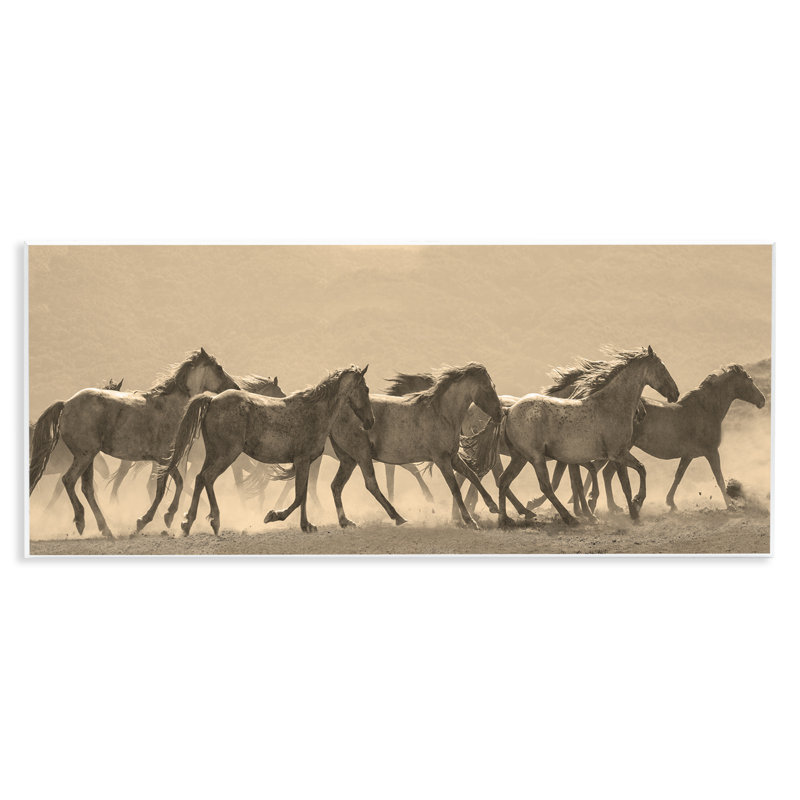  «Western Horses Galop», art mural sur bois par JG Studio