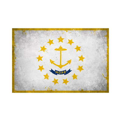 Rhode Island FlagGrunge Painted - Wrapped Canvas Print