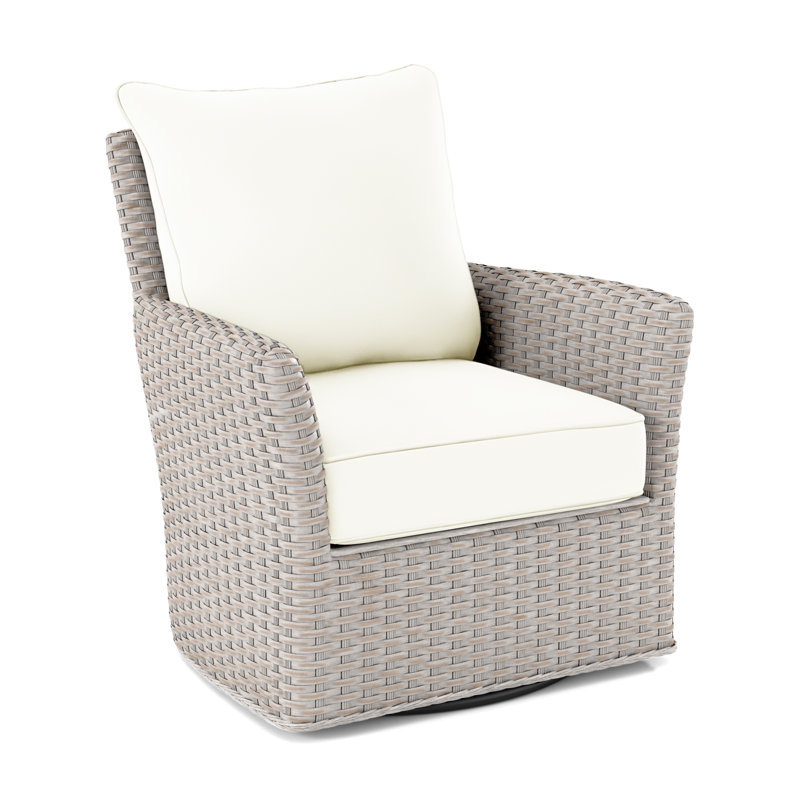 Lanai Upholstered Swivel Armchair, Elite Ivory; 0321-91, Antique Frost White