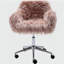 Chaise de bureau moderne en fausse fourrure, fauteuil moelleux, fauteuil de coiffeuse avec base plaquée-1174226490-1174226491