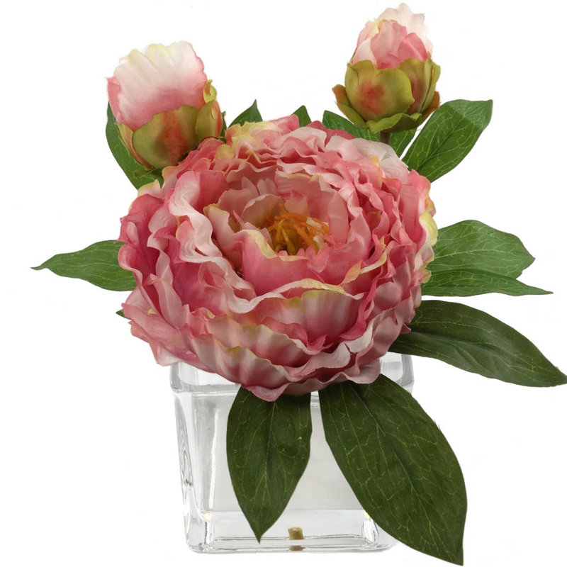 Arrangement floral pivoines en soie artificielle, Mauve