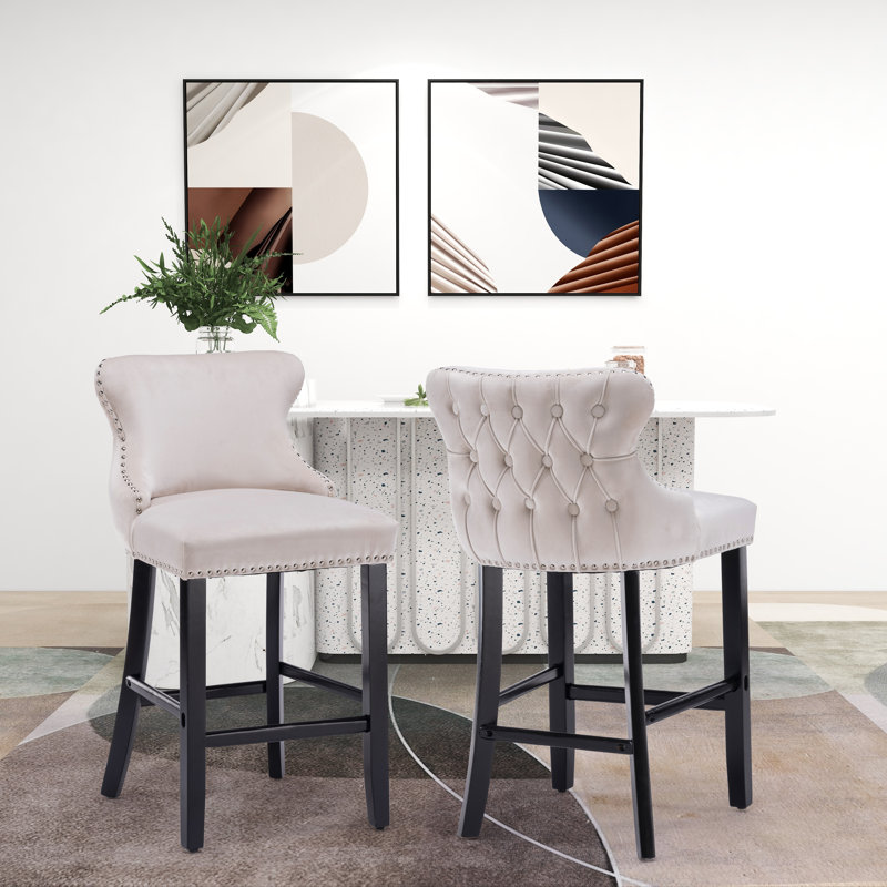 Tabouret de comptoir à oreilles 26,6 po, Beige