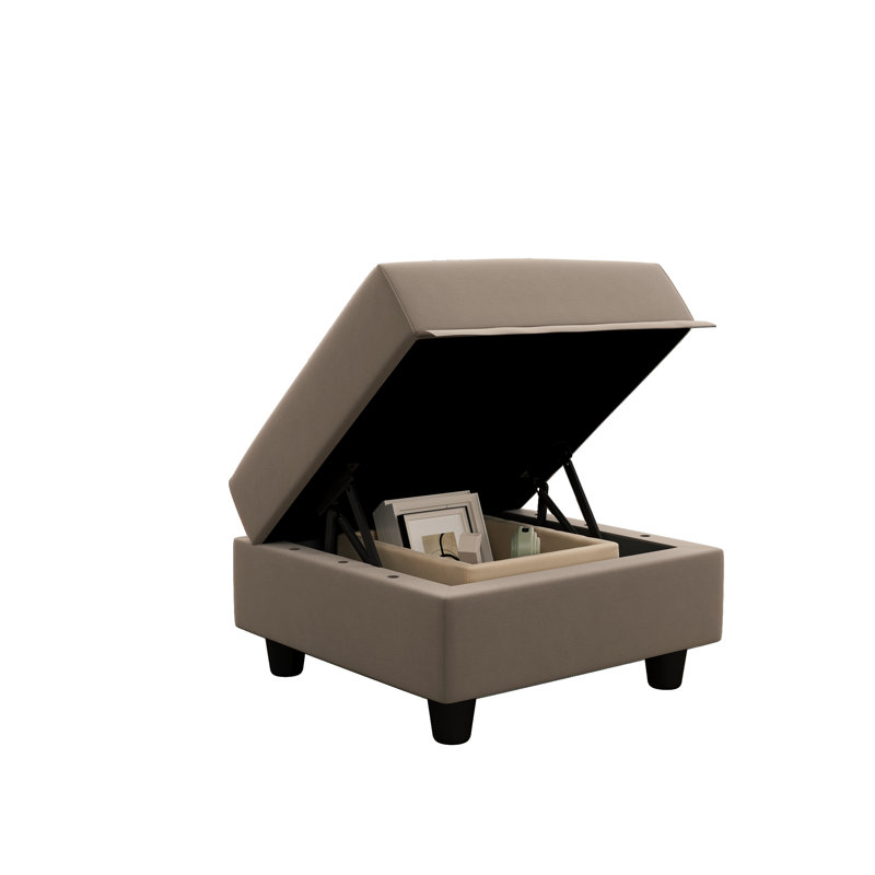 Repose-pieds de rangement en tissu Tomario, Brun