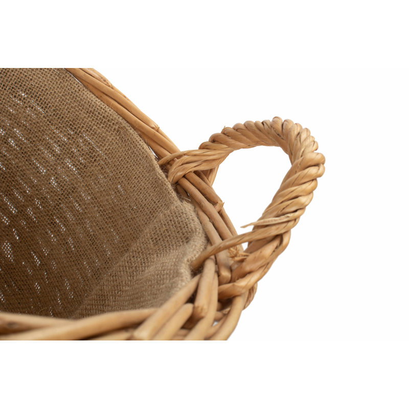 Schary Wicker Lined Log Basket, 39cm H x 42cm W x 42cm D