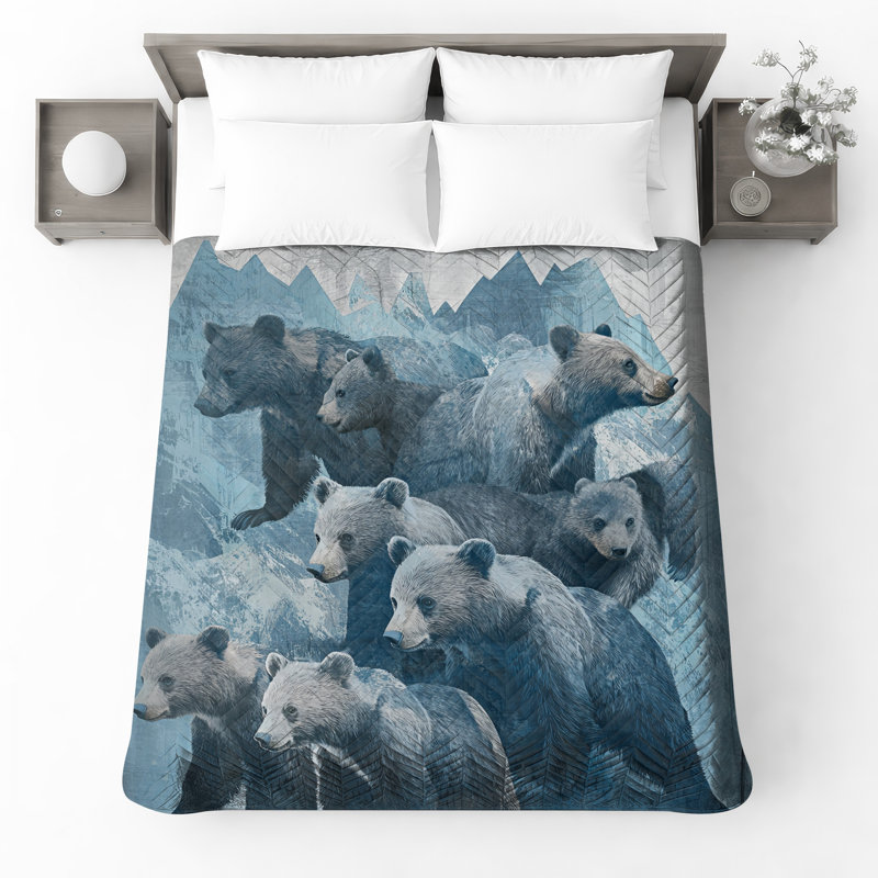 Bears In Mountain Landscape Bedding, Double